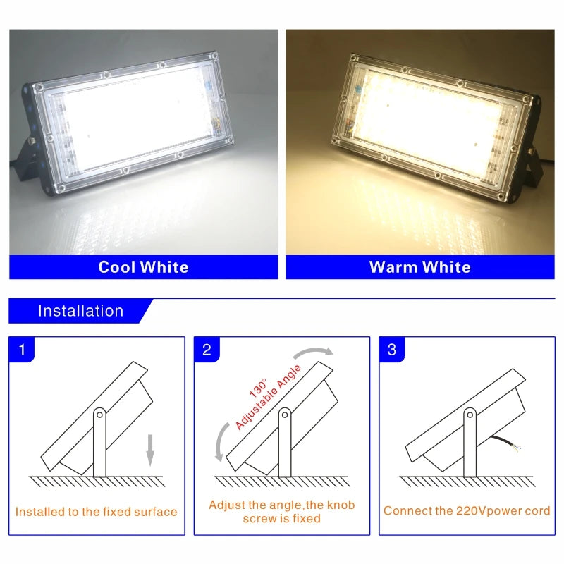 2pcs/lot 50W Led Flood Light AC 220V 230V 240V Outdoor Floodlight Spotlight IP65 Waterproof LED Street Lamp Landscape Lighting