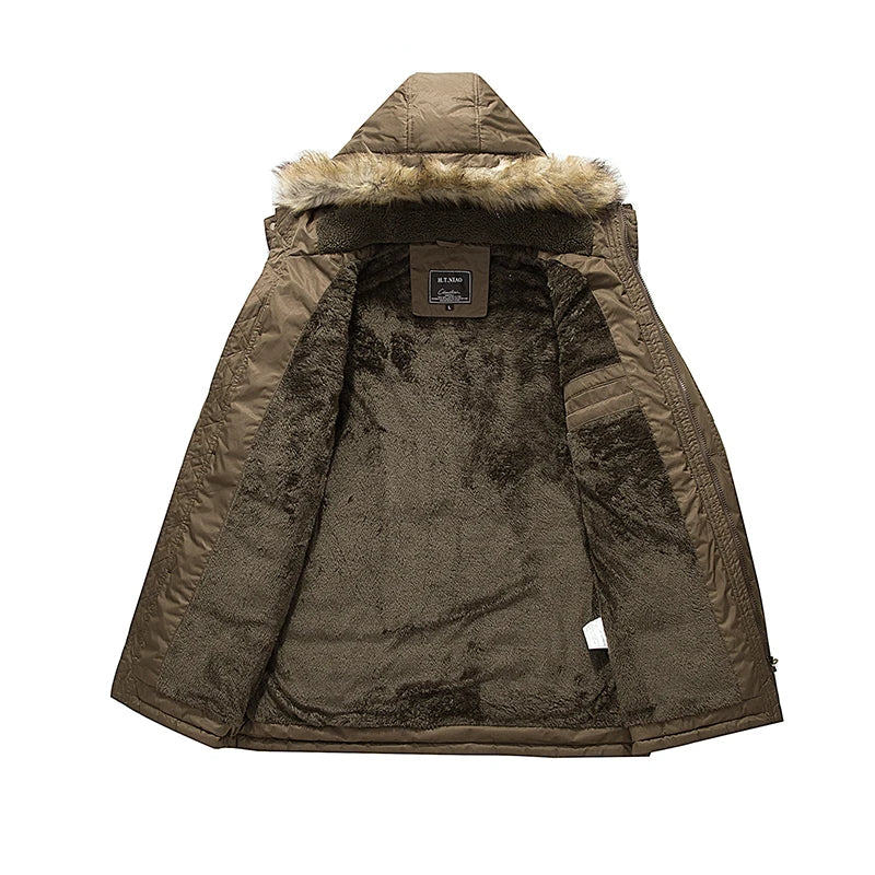 Solid Parkas Male Coat Large Size Clothing Parka Outdoor Men's Winter Jacket Plus Velvet Thick Warm Multi Pocket Jackets