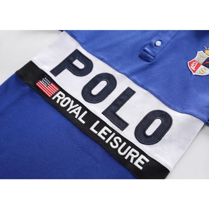 Plus Size 7XL 100% Cotton Summer Men's Polo Shirts Luxury Short Sleeve Contrast Color Letter Embroidery Simple Casual Male Tees
