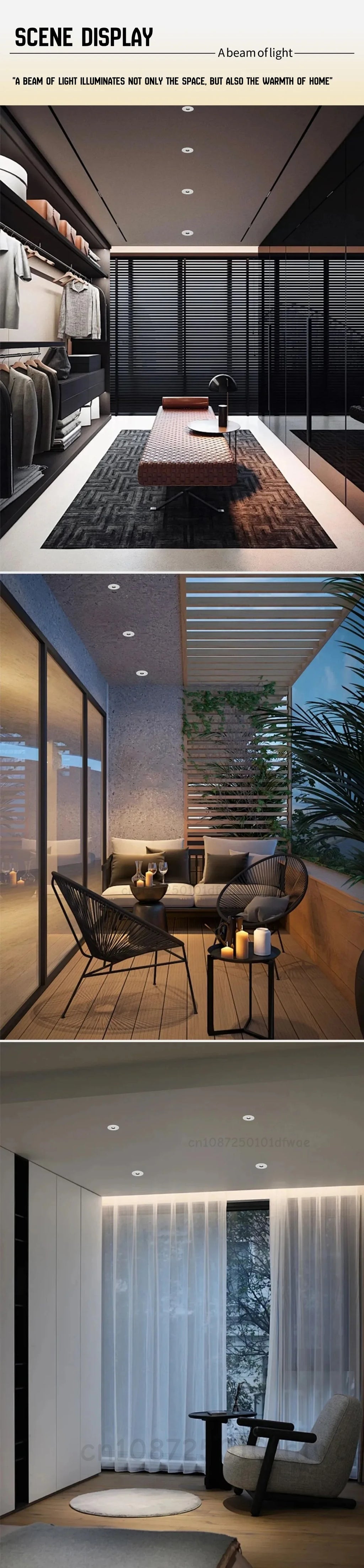 Embedded LED ultra-small spotlight, living room, corridor, wine cabinet, ambient lighting, 3°, 5°, 8°, 10°, 15° museum lighting