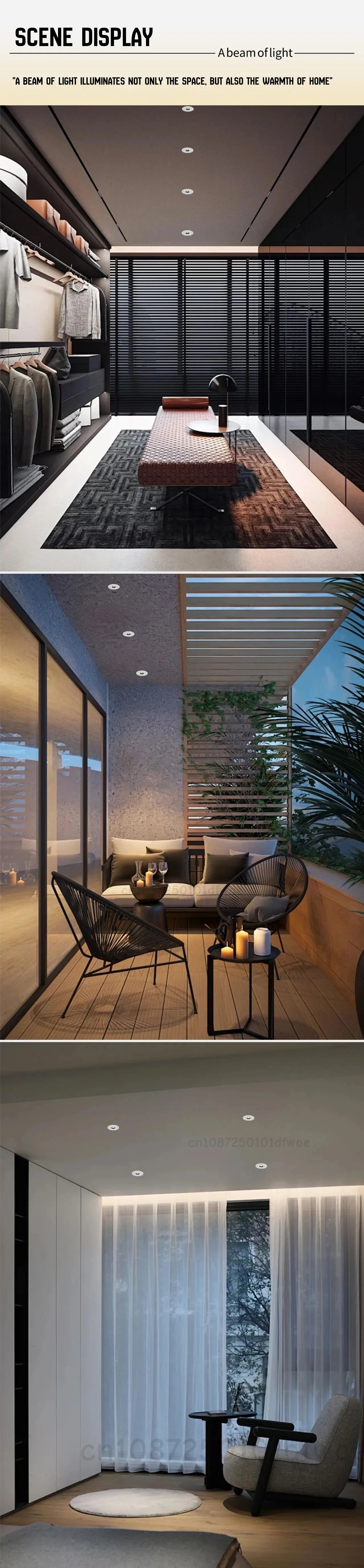 Embedded LED ultra-small spotlight, living room, corridor, wine cabinet, ambient lighting, 3°, 5°, 8°, 10°, 15° museum lighting