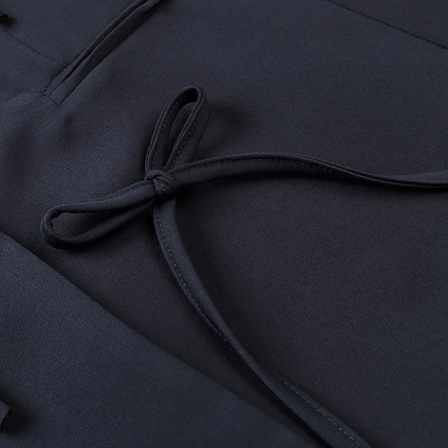 Women's Solid Color Oversized Blazer Bow Detail Lapel Collar Button Casual Jacket Stylish Elegant Office Lady Streetwear Coat