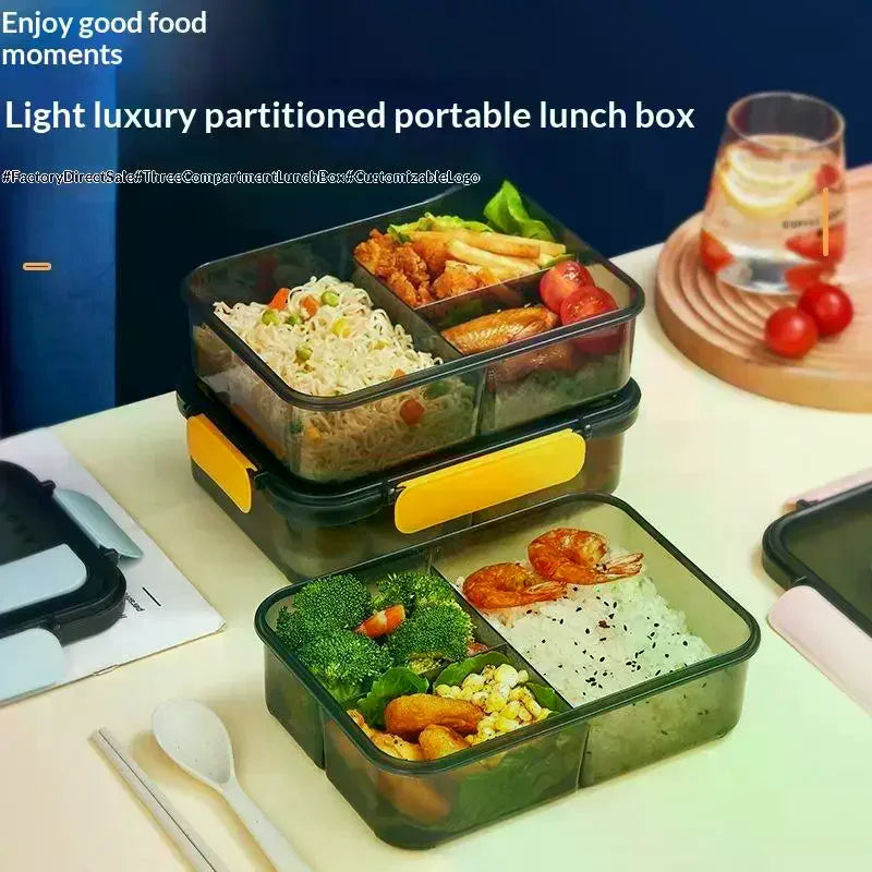 2/3 Compartment Bento Lunch Box With Leak Proof Lids Food Grade Material For Work School Travel Daily Meal Prep