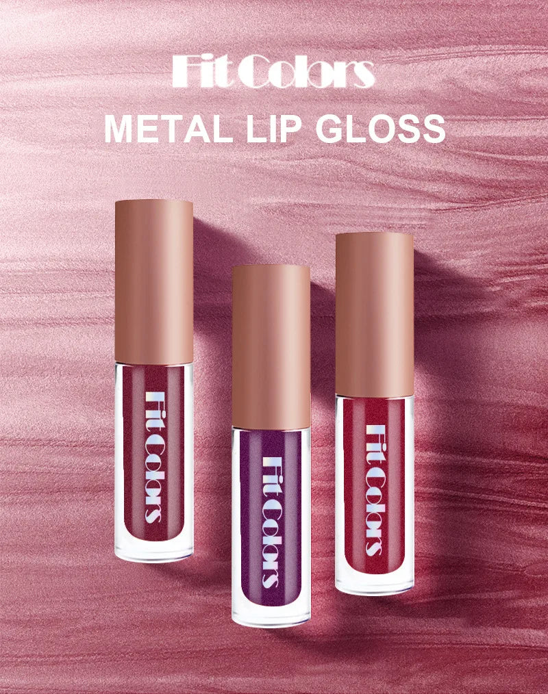 4Pcs/Set Metallic No-stick Cup Lip Gloss Pearly Diamond Fine Glitter Matte Moisturizing Waterproof Lip Glaze Liquid Lipstick Kit