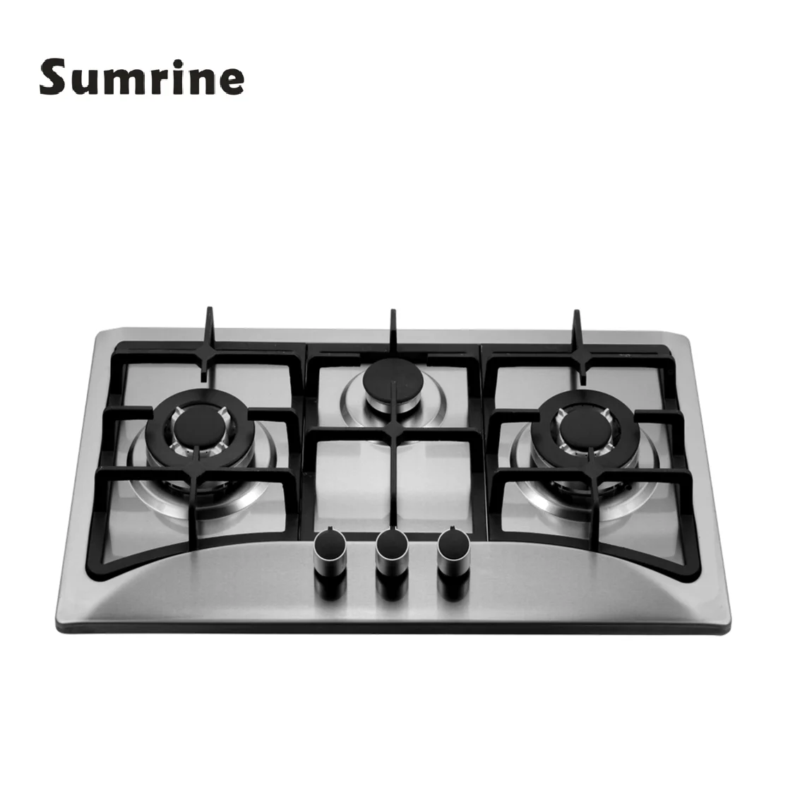 3 Burner Kitchen Gas Stove Electronic Ignition Built-In Tempered Glass Cast Iron Ceramic Aluminum for LPG for Kitchen Use