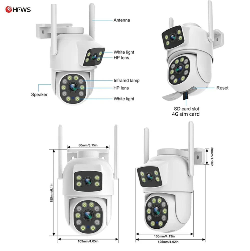 6MP Dual-Lens PTZ Camera Outdoor - WiFi 6/AI Tracking 2-Way Audio IP66 Waterproof CCTV Security System with P2P O-kam Pro