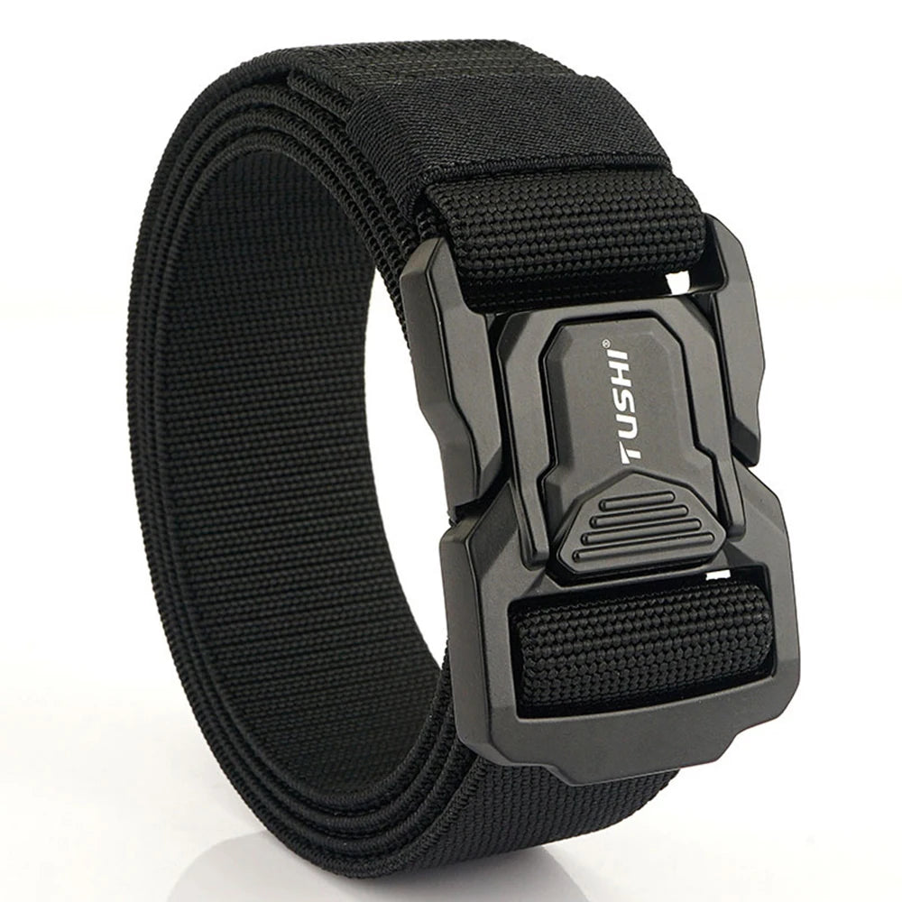 TUSHI New Tactical Outdoor Belt for Men and Women Aluminum Alloy Buckle Quick Release Elastic Belt Casual Belt Jeans Waistband