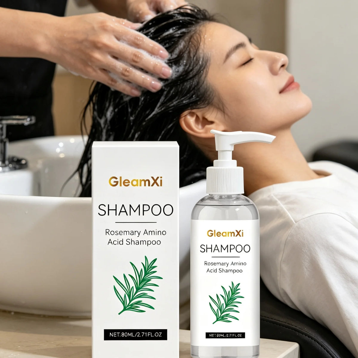 GleamXi Gentle Repair Shampoo Moisturizing Scalp Locking Hair Moisture Anti Frizz Non Irritating Formula Rosemary Hair Shampoo