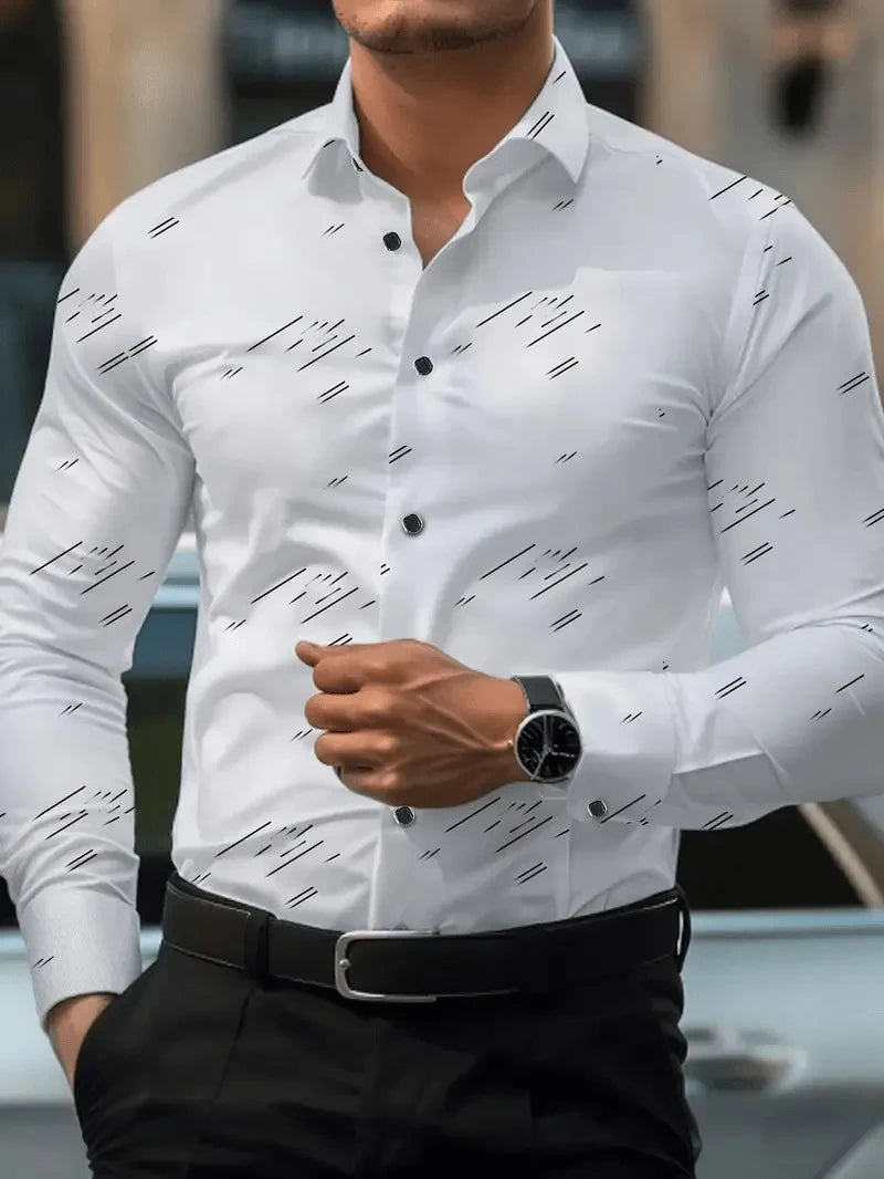 Men's Shirt 3D Vintage Chain Print Polyester Fabric Outdoor Street Long Sleeve Button Clothing Fashion Street Style Design