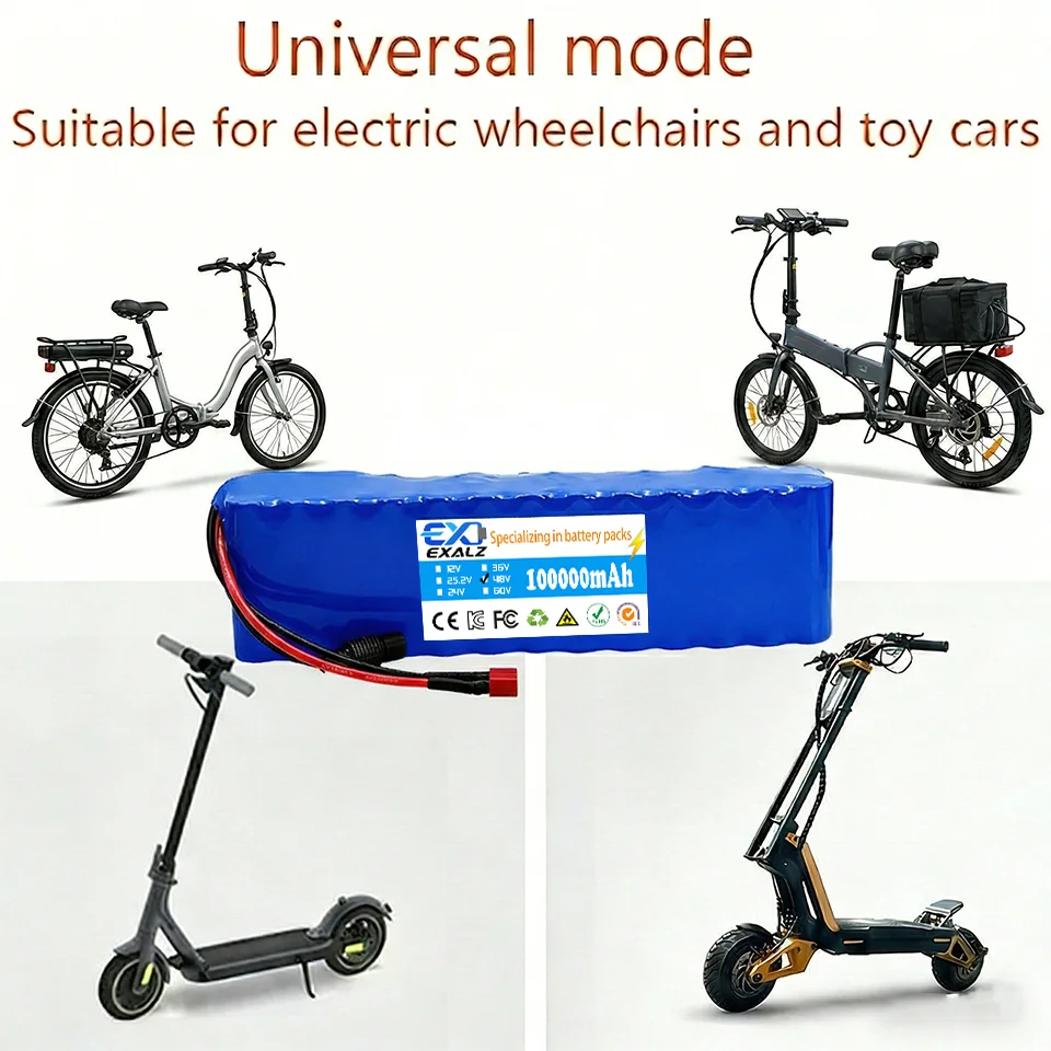 48V Electric Scooter Battery 13S2P 100Ah 18650 Lithium Pack For E-Bike Vehicle Motorcycle DIY BMS + 54.6V Charger