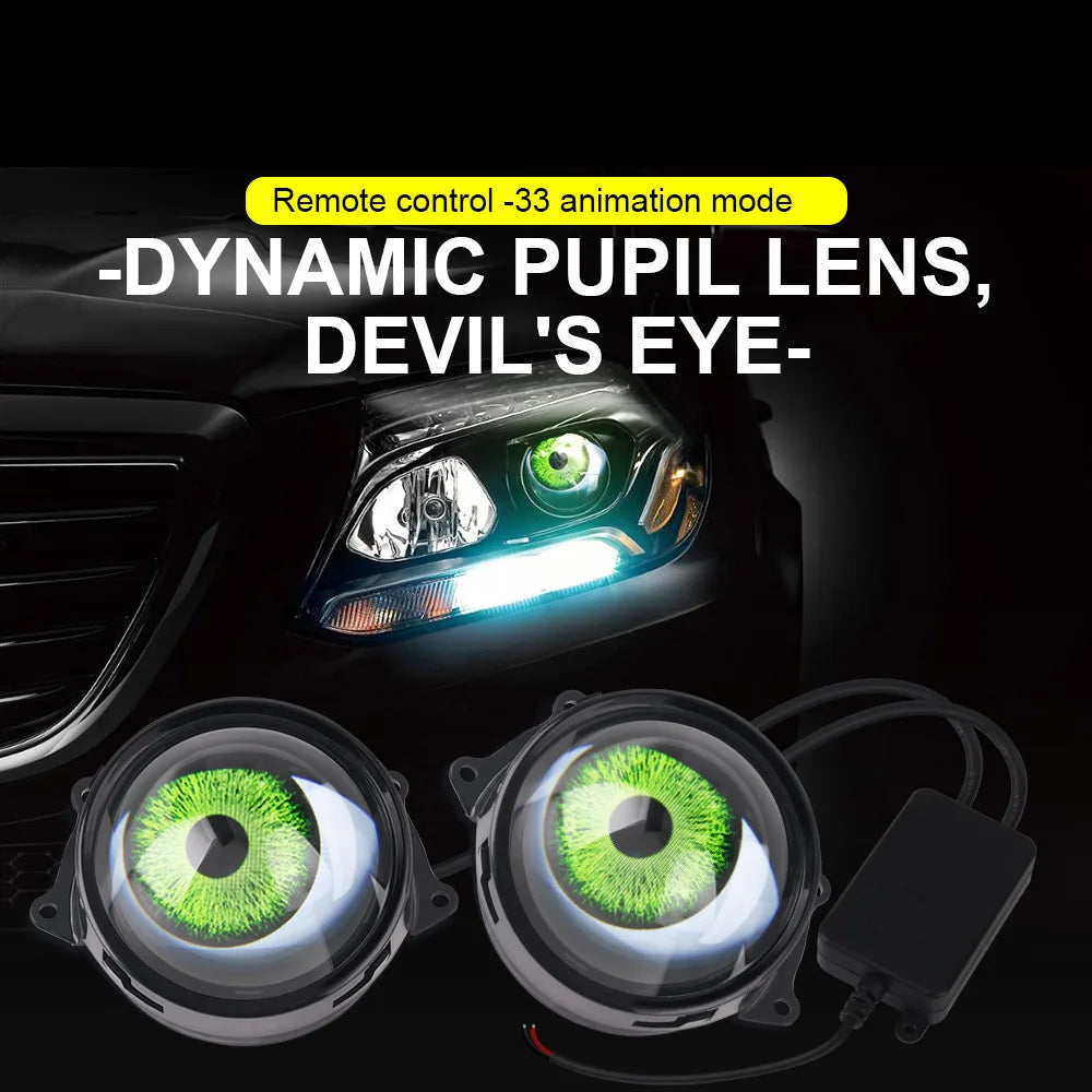 3-inch Devil's Eye Car Accessories Headlights Led Lenses Retrofit Kits Assembly LED Auto Dynamic Lights 12V With Remote Control