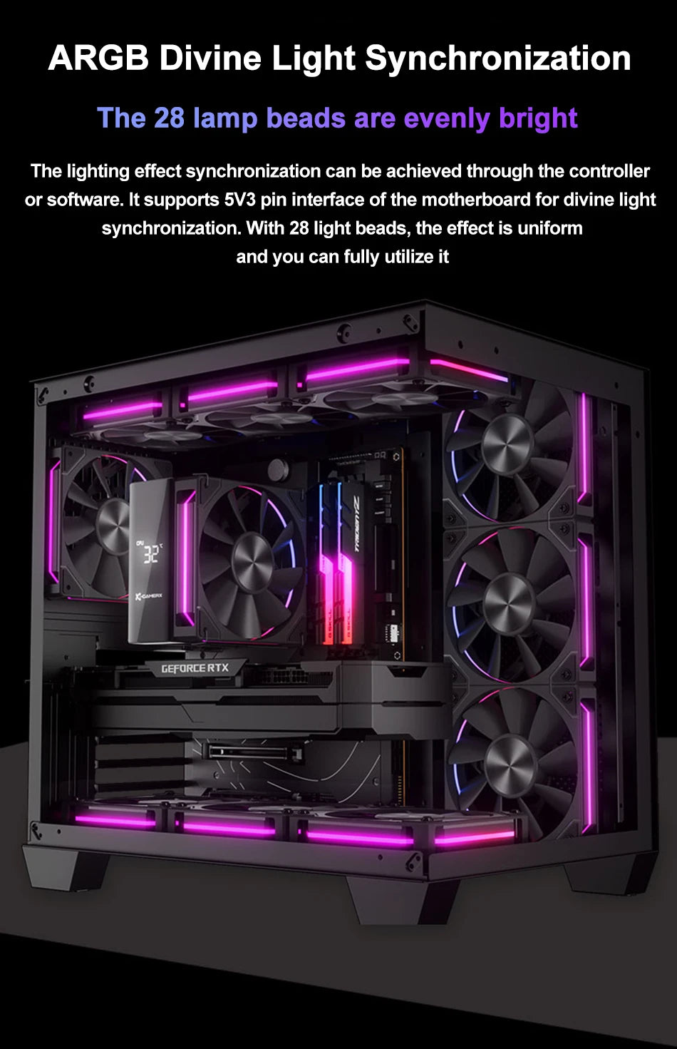 Power Train X-GAMERX PRISM 8RS ARGB Fan 800-1800RPM CPU Cooling Fan PWM Quiet Integrated Building Block Case Fan