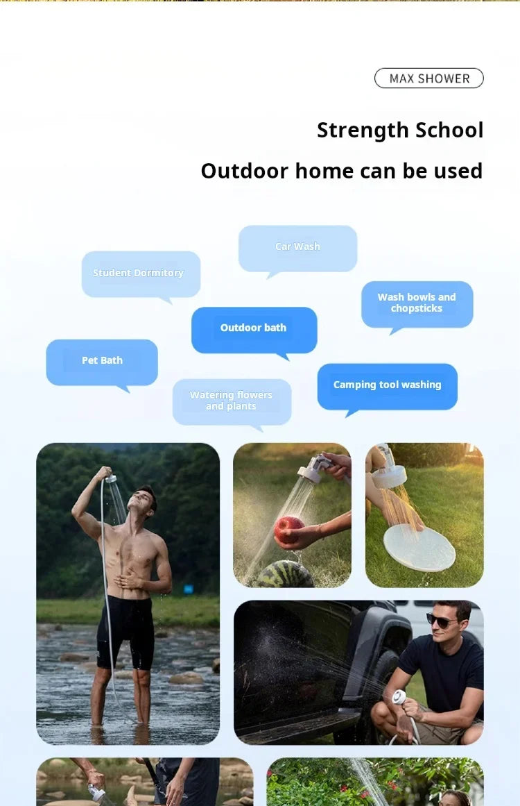 Flextail Max Shower lightweight 620g Outdoor Travel Camping Portable Shower IPX7 waterproof drop-proof Wireless Electric Shower