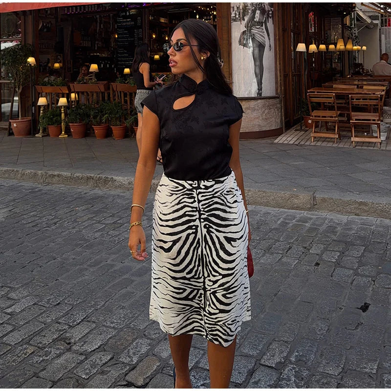 Fashion Zebra Print Women's Skirt High Waist Straight Loose Skirt Chic 2026 Spring Summer New Street Daily Wear Ladies Clothing