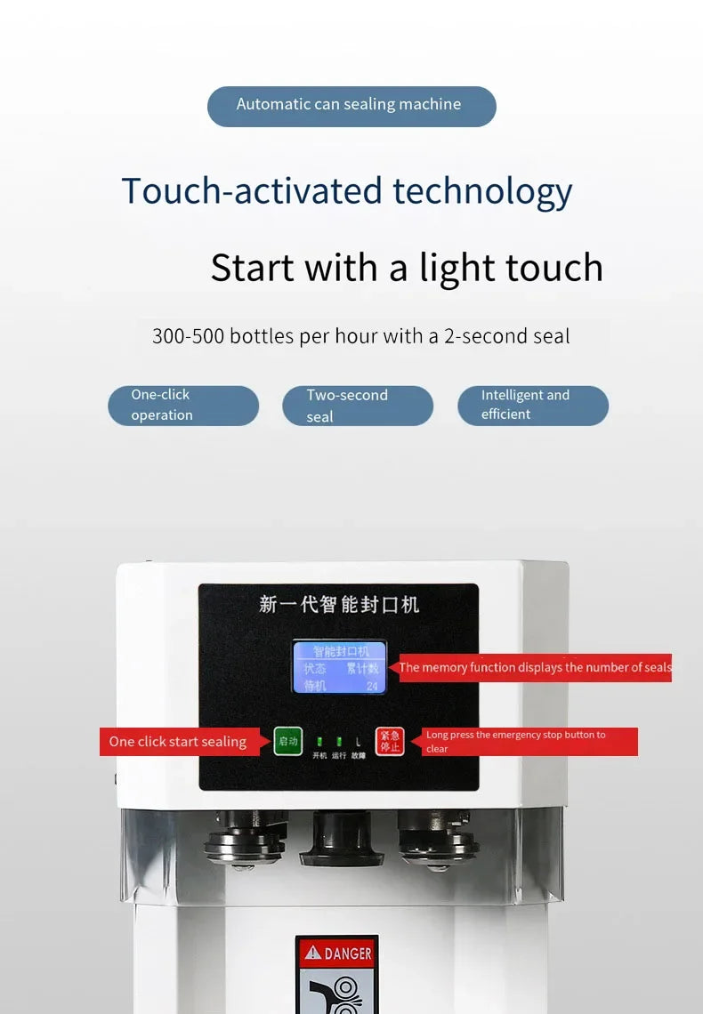 High Efficiency Automatic Beverage Can Sealing Equipment Plastic Metal Milk Tea Soda Can Packaging Machine