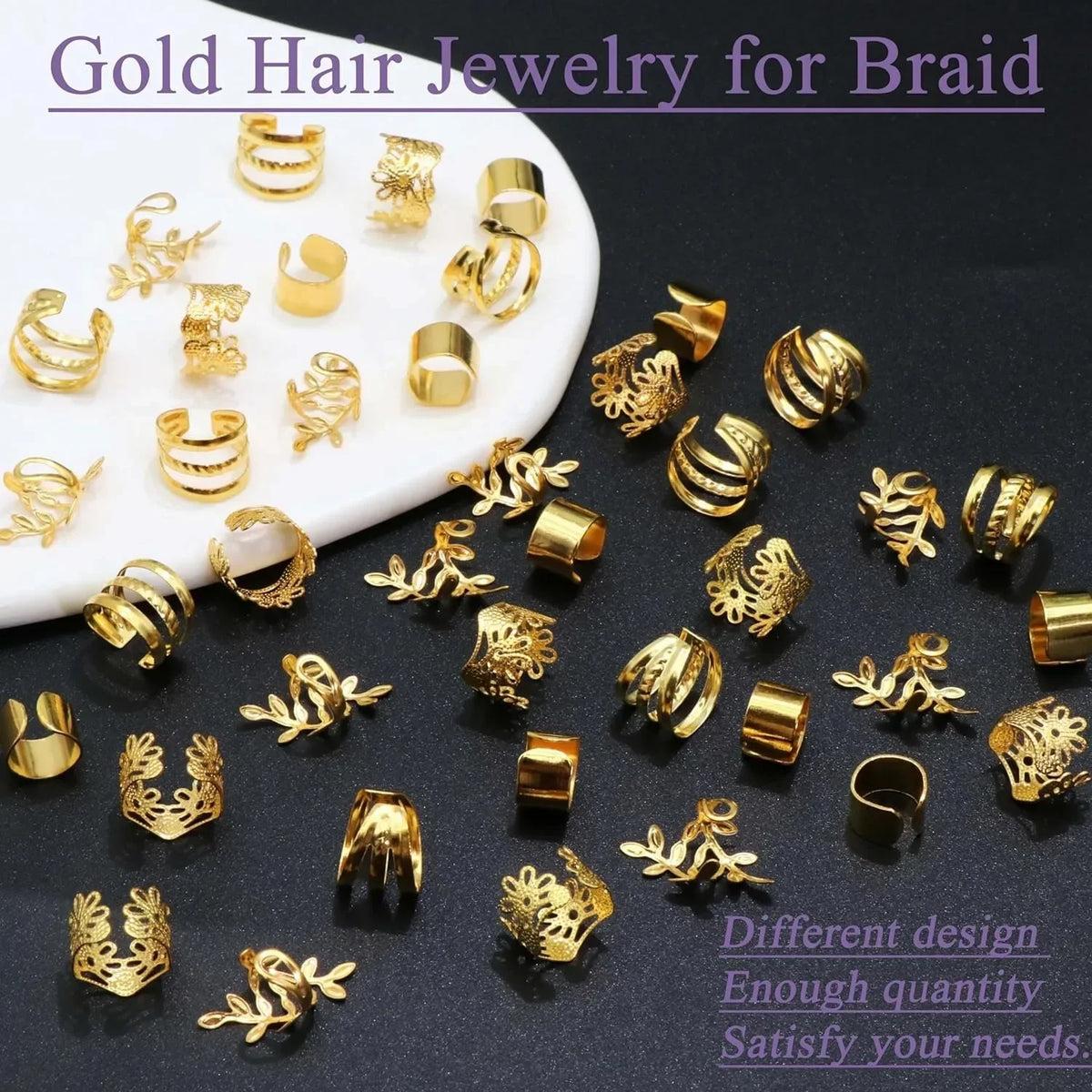 2024 New 40pcs Dreadlock Hair Beads - Stylish Alloy Hair Accessories Loc Hair Jewelry for Braids for Girls and Women