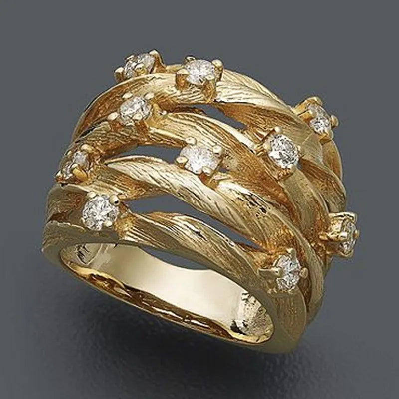 CAOSHI Gorgeous Stylish Wedding Party Rings with Multi-layer Zirconia Female Luxury Fashion Finger Accessories Delicate Jewelry