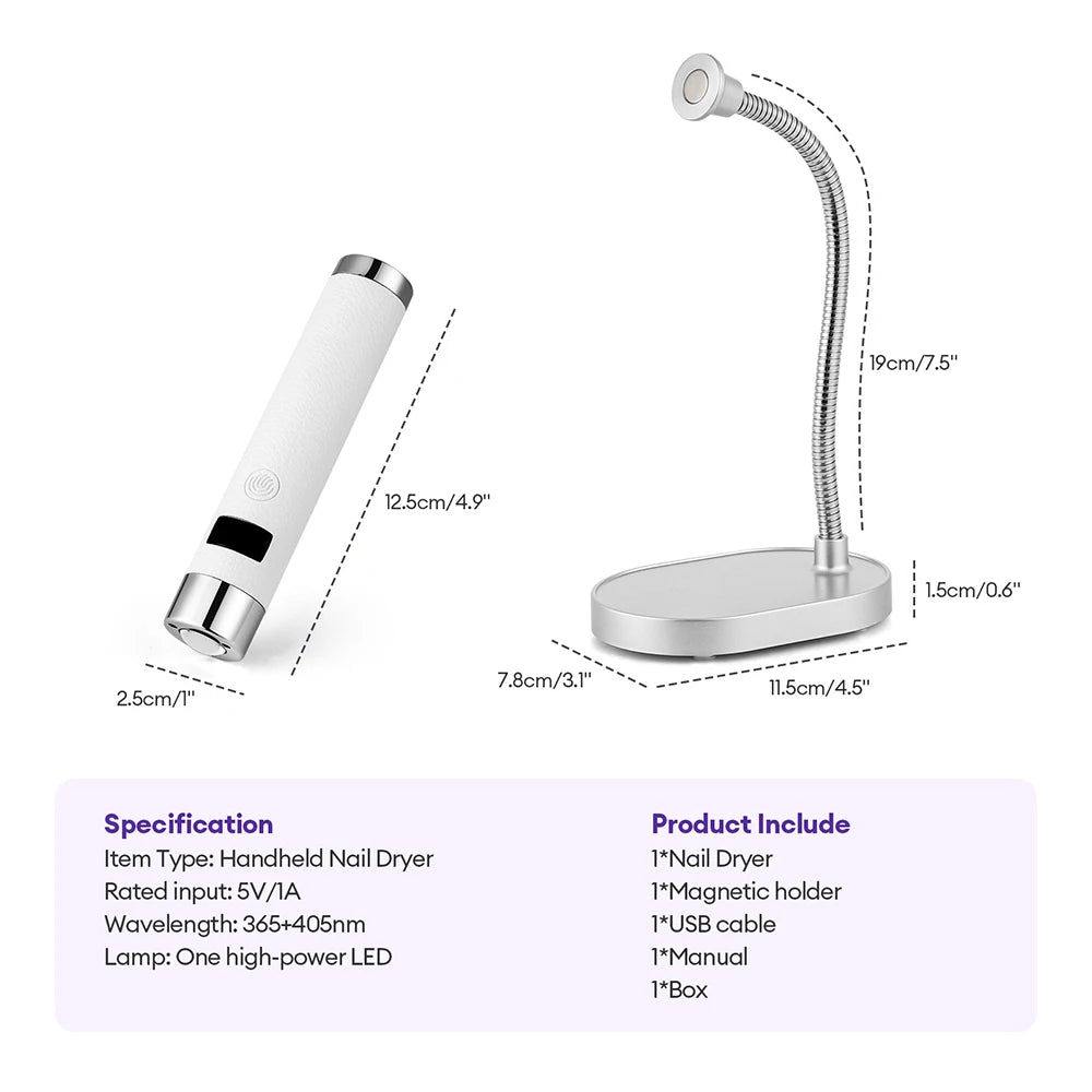Auto-Sensing Handheld Nail Dryer Smart Sensor Nail Gel Curing Desk Nail Lamp Portable Gel Nails Fast Drying UV LED Light Pen