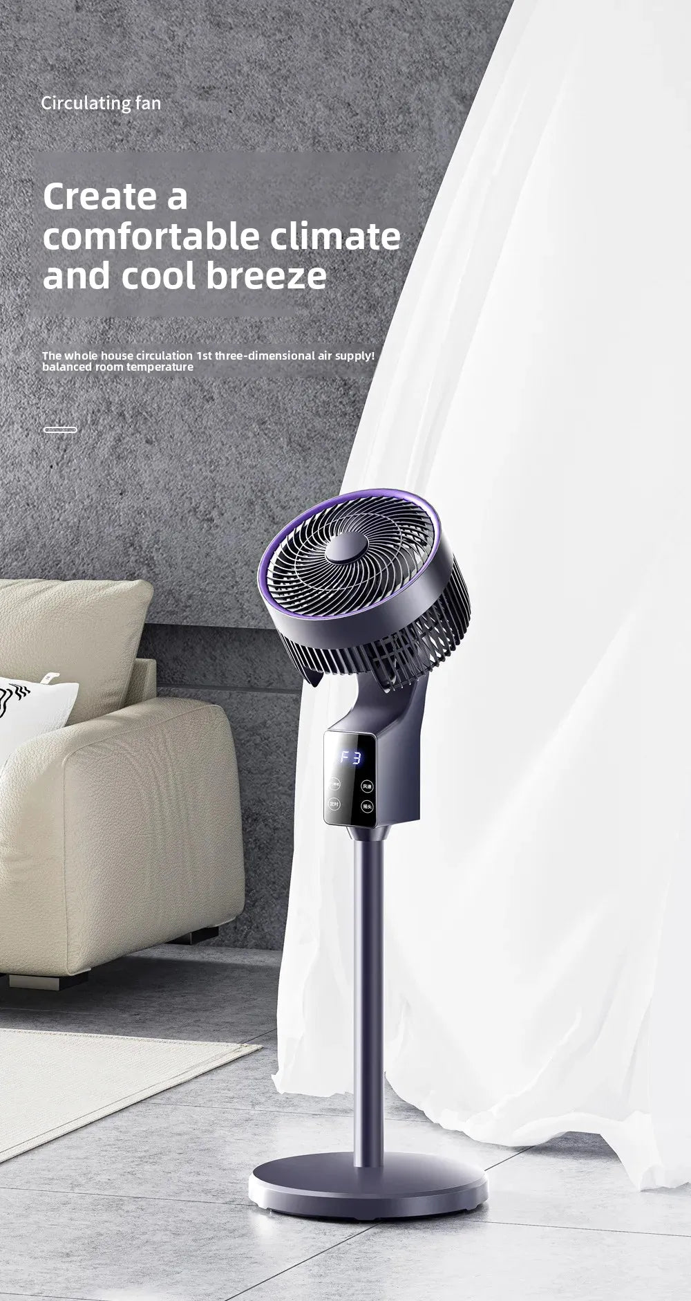 Air Circulator Fan with Aroma Diffuser,Long-Distance Oscillating Floor Fan for Home/Dorm,Energy-Saving 3-Speed Quiet Desk Fan