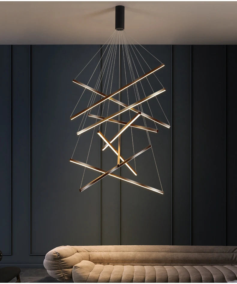 Modern LED Ceiling Chandelier Stair Living Room Pendant Lamp Kitchen Hall Hanging Light Indoor Home Decoration Lighting Fixture