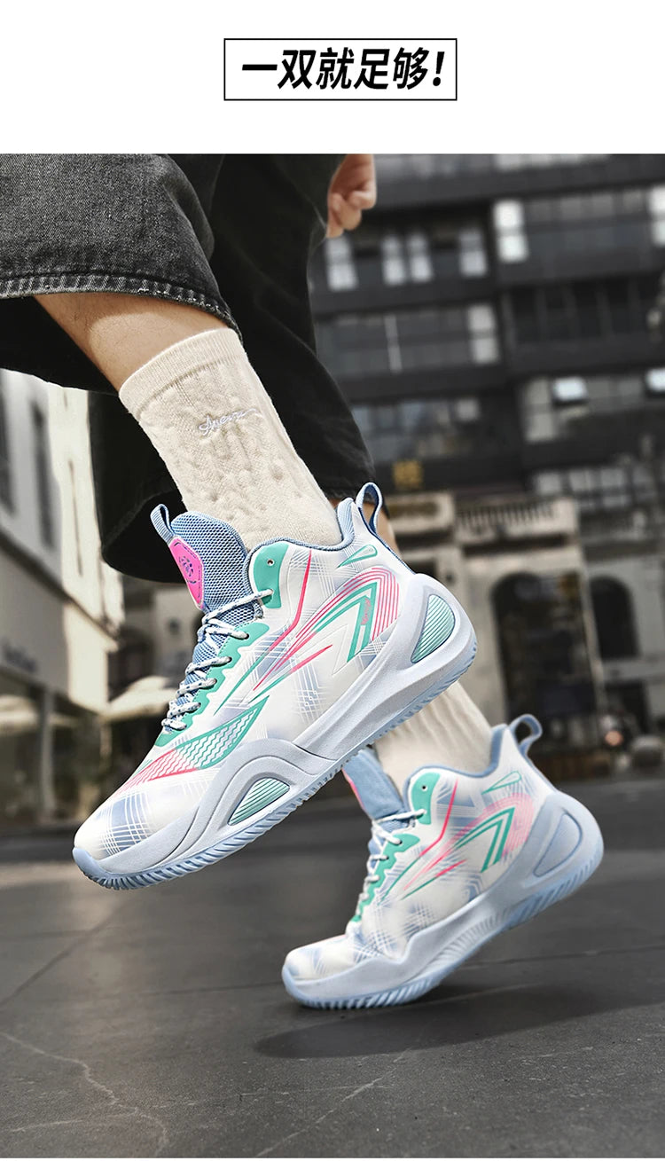 Men's Athletic Basketball Sneakers Breathable Cushioning Non-Slip Wearable Gym Training Running Shoes for Men And Women