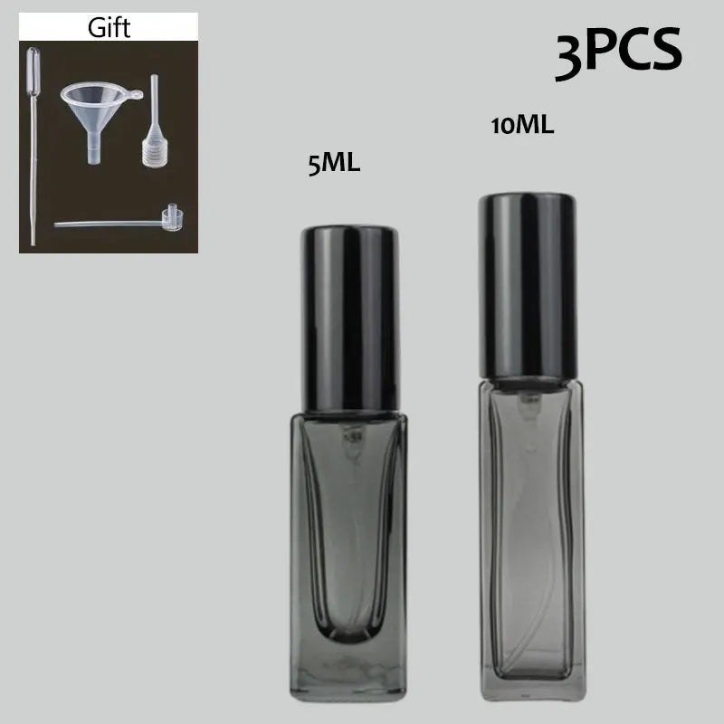 3pcs 5/10ml High Quality Perfume Spray Bottle Portable Empty Glass Cosmetic Atomizer Spray Container Travel Refillable Bottles