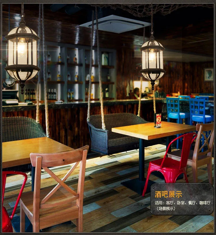 Exterior Aisle Pendant Lights Outdoor Corridor Porch Pendant Light Waterproof Hanging Lanterns Glass Shade Farmhouse Front Door