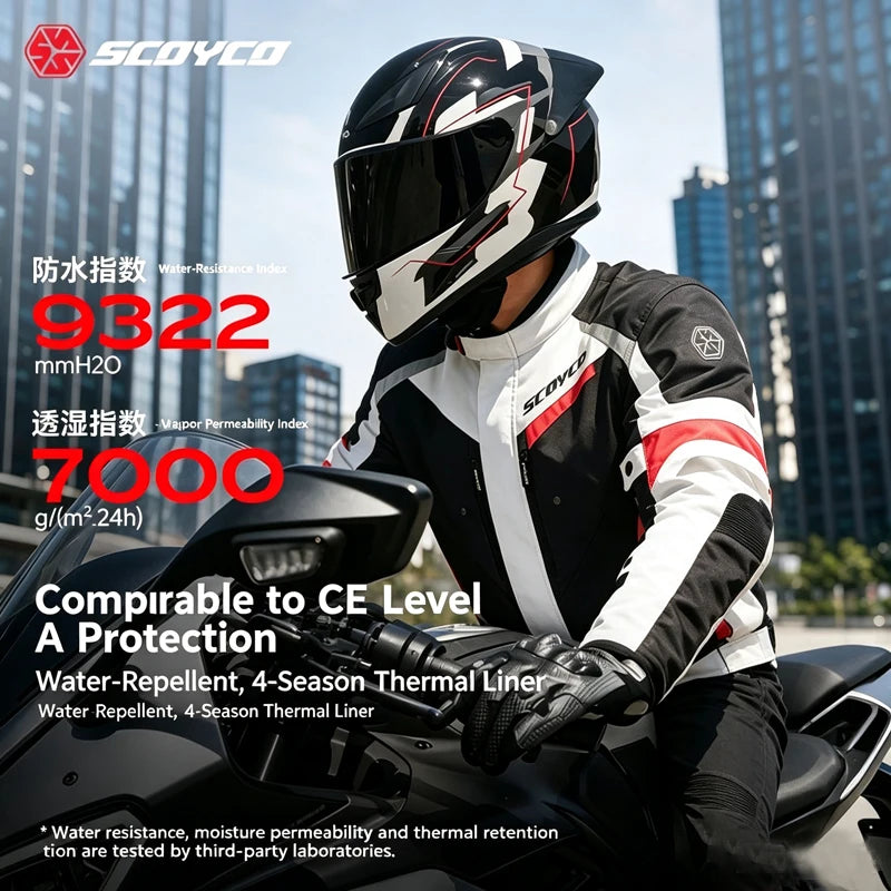 Scoyco Motorcycle Jacket Winter Waterproof Windproof CE1 Anti Fall Detachable Thermal Liner Reflective Motorbike Riding Jacket