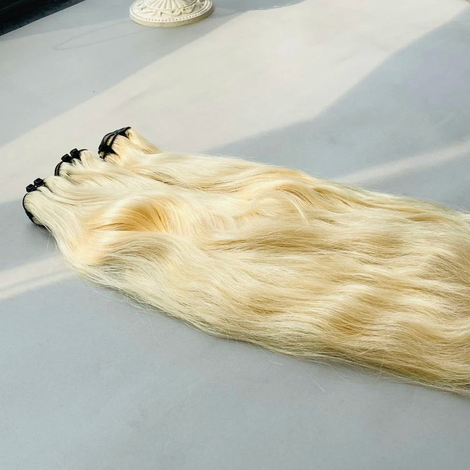 Wholesale Vietnamese 613 Blonde Natural Wavy Human Hair Double Drawn Thick Ends Bundles Raw Extensions All Colors Suitable