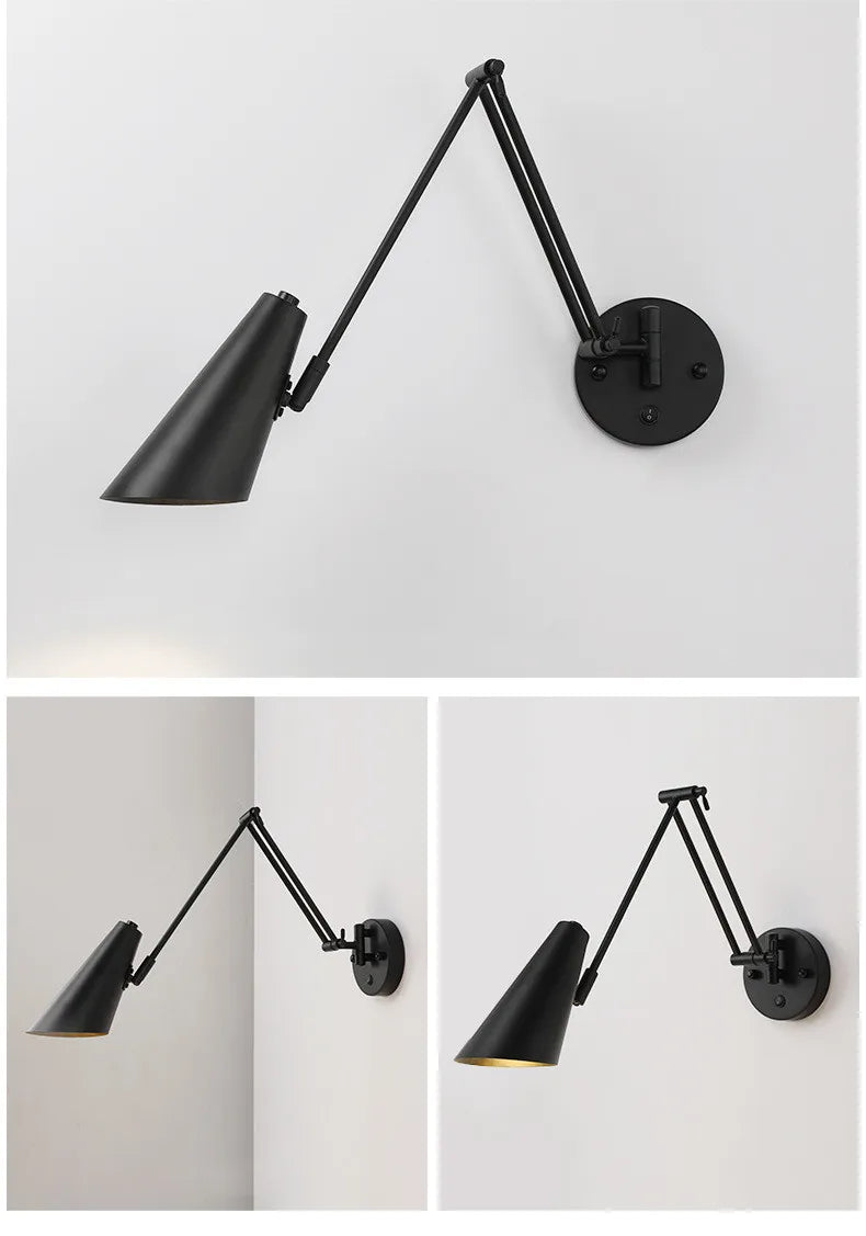 LED Wall Lamps Modern Adjustable Swing Long Arm Internal Touch Sensor Switch Household Bedside Lighting Decor Sconce Lights
