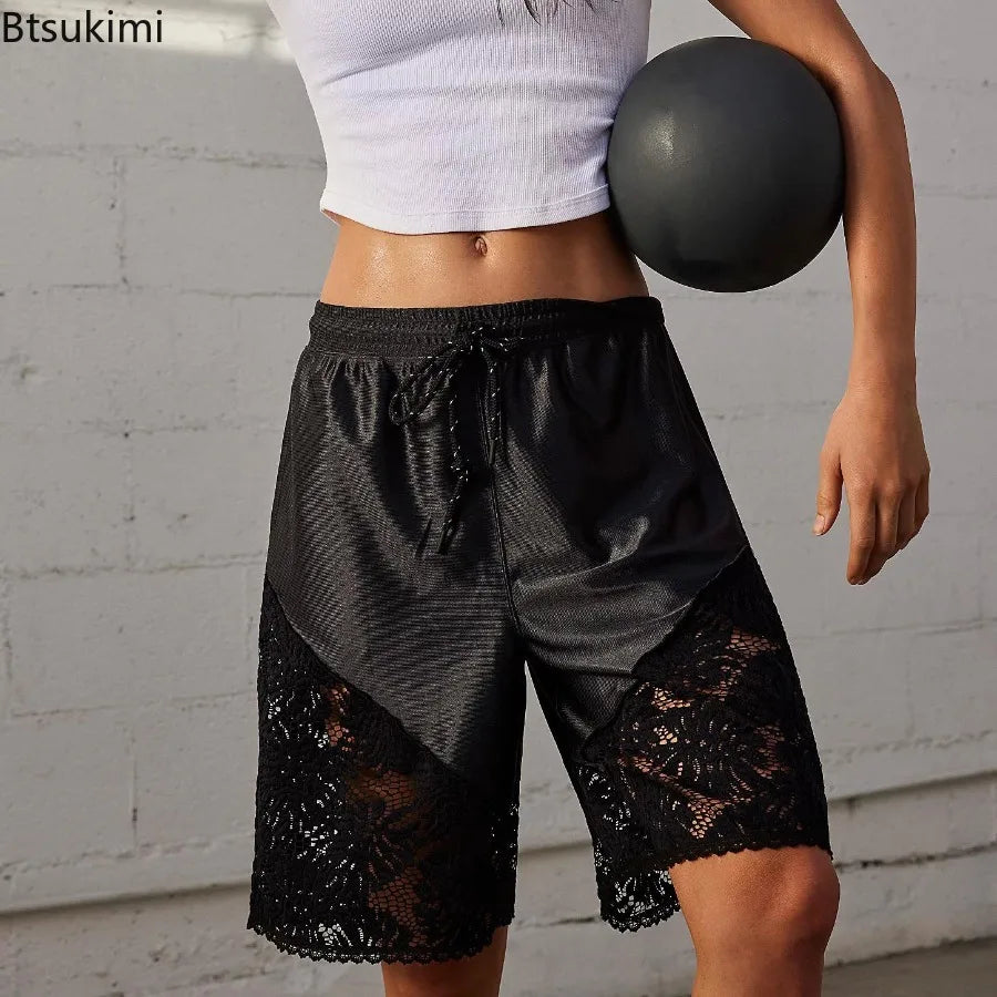 New Arrival Women's Drawstring Loose Casual Shorts Fashion Lace Splicing Sports Pants Summer Comfort Versatile Shorts Streetwear