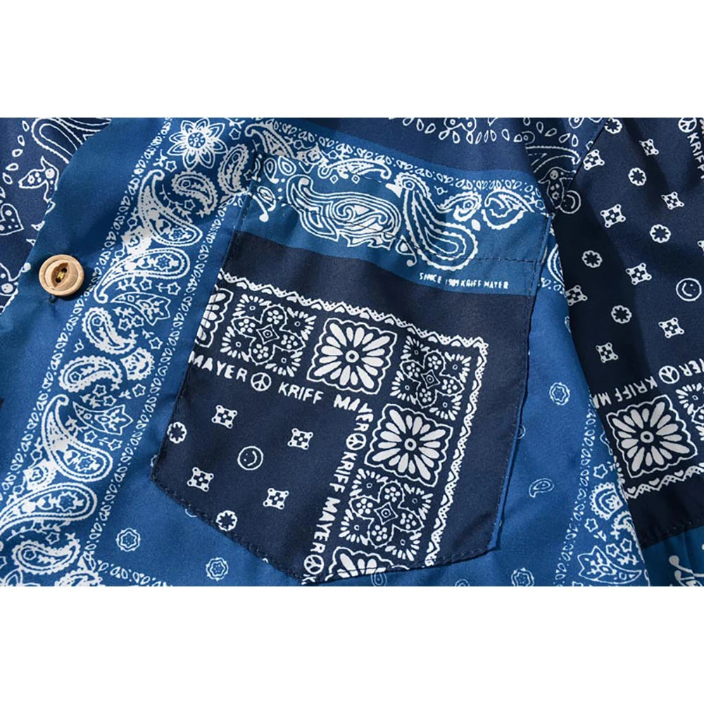 Summer Shirt Men Women Paisley Print Bandana Short Sleeve Brazil Tops Hip Hop Fashion Design Gothic Guangzhou Clothes Z1A1