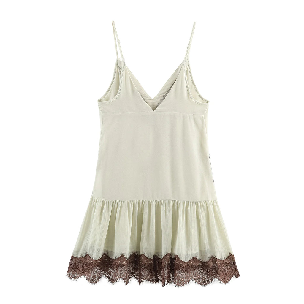 Womens Dresses Lace Slip Dress Summer 2026 Sexy Evening Dresses Ladies Mini Dress Sleeveless Backless Vestidos Splicing Dress