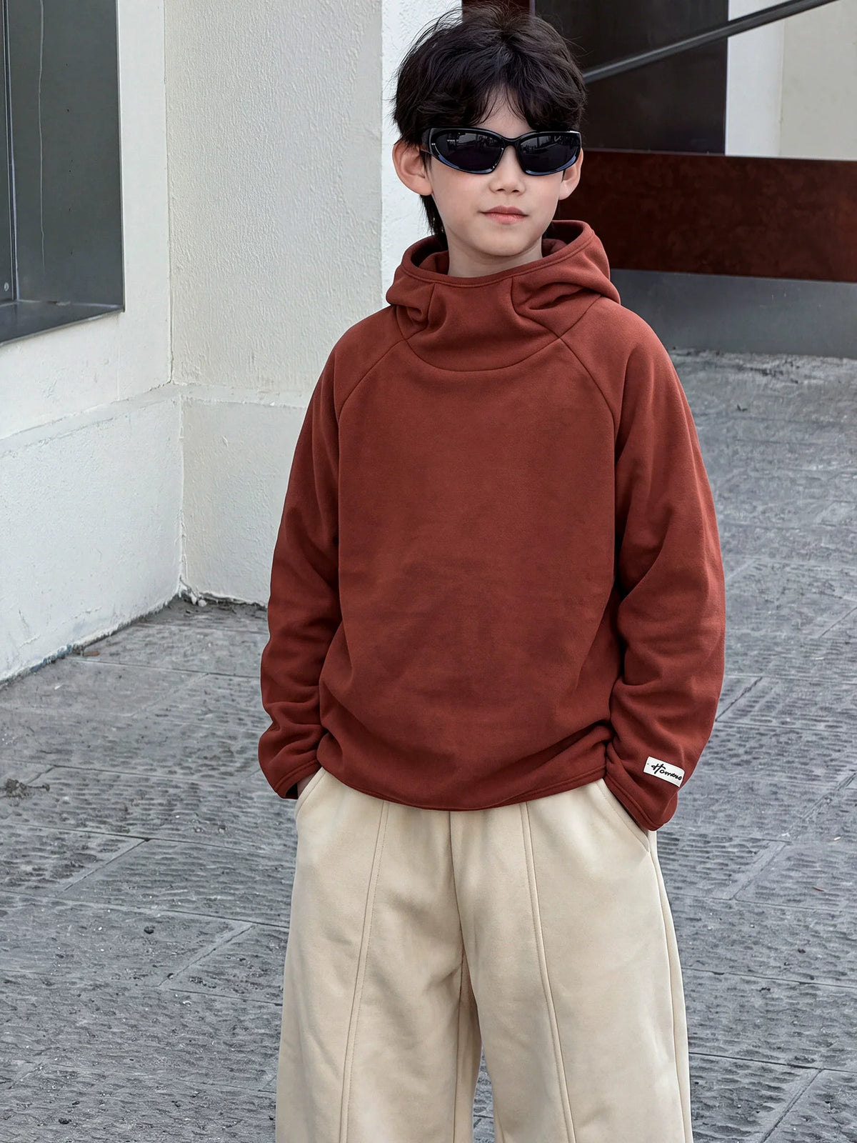 Children Clothing Kids Fashion Casual Warm Versatile Hoodie 2026 Autumn New Boys Korean Style Solid Color Simple Pullover