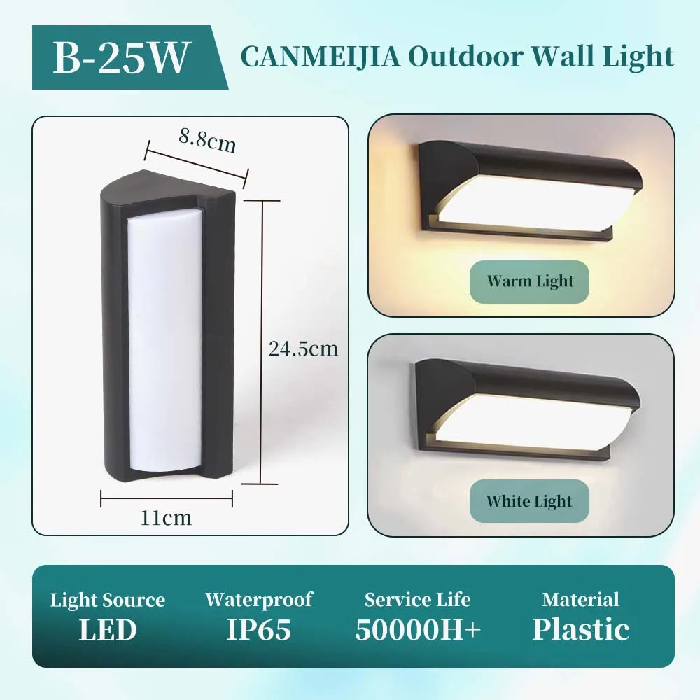 Outdoor Wall Light 85-265V IP65 Waterproof 25W 12W Garden Corridor Balcony wall lamp courtyard Decor Warm Light exterior Stairs