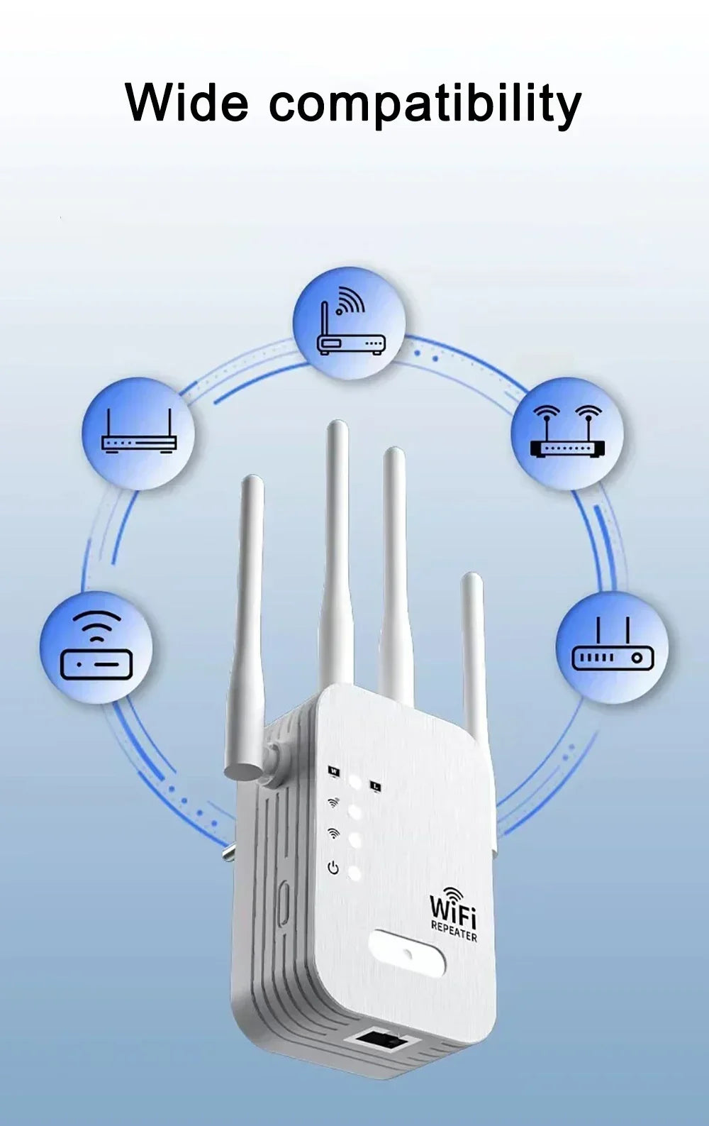 NEW 1200Mbps WiFi Repeater Wireless Extender WiFi Booster 5G 2.4G Dual-band Network Amplifier Long Range Signal WiFi Router Home