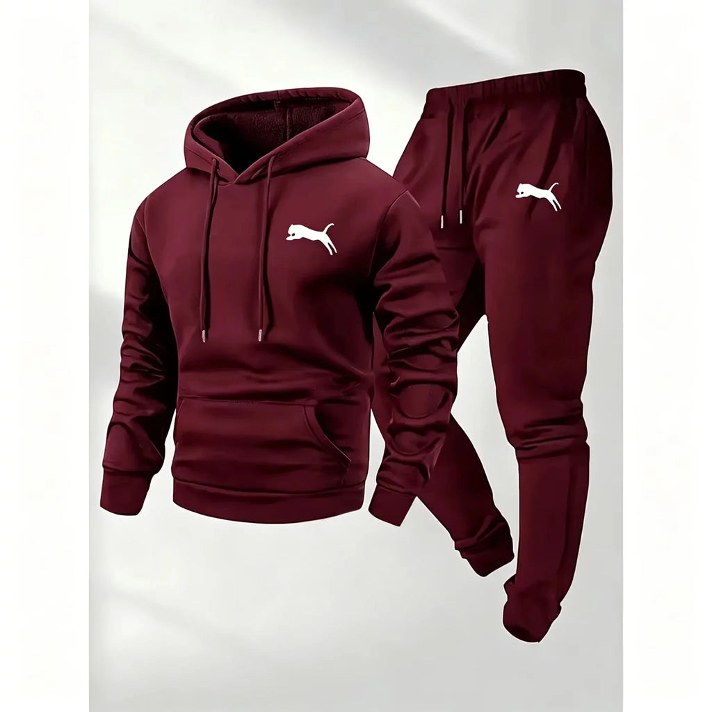 Hot Selling Men's Hooded Sweatshirt Pants Set Casual Tracksuit Streetwear Sportswear Fitness Jogger Outfit 2 Piece Warm Clothing