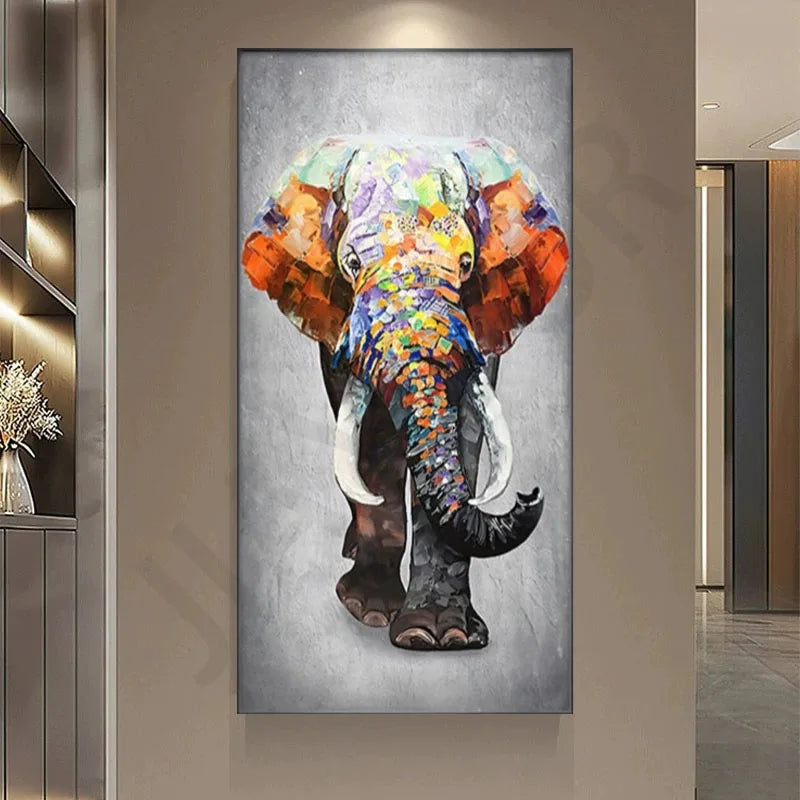 New  Modern High-end Wall Lamp Remote Control Light Luxury Living Room Decoration Painting Lamp Elephant Hanging Painting LED
