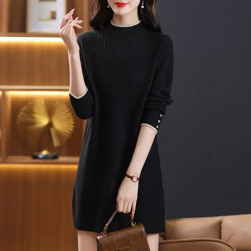 Women's Turtleneck Knitwear Top Long Sleeve Pullover Sweater Woman Clothing Fall Winter Knit Basic Blouse Wool Ladies Sweater
