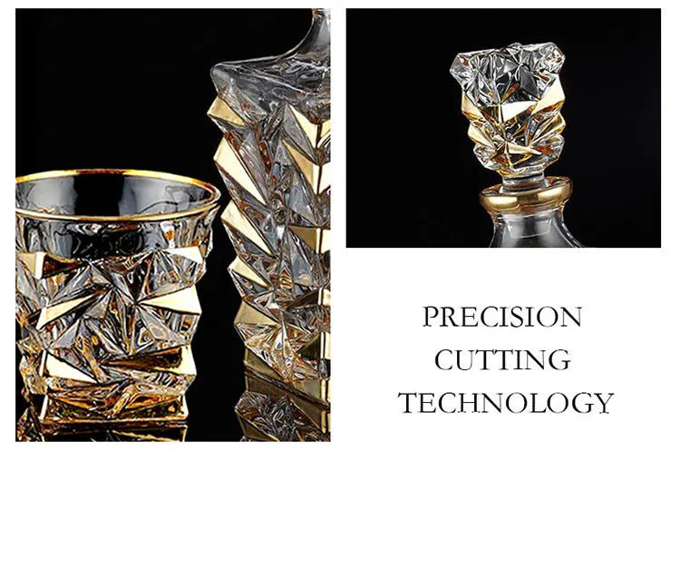 DSA crystal glass wine bottle gold-painted creative household whiskey bottle with lid white red wine decanter