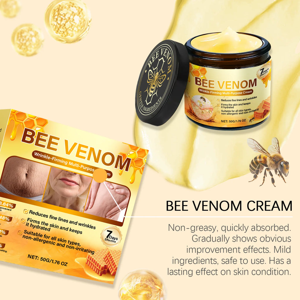 Bee Venom Firming Cream Anti-Wrinkle Lifting Face Moisturizer with Hyaluronic Acid Reduce Fine Lines Multipurpose Bee Venom Crea