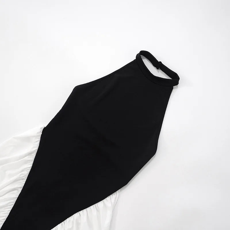 Talenza Elegant Evening Dress Women Fashion Slim Sleeveless Shrinking Clash Long Dress Vintage High Waisted Luxury Summer Dress