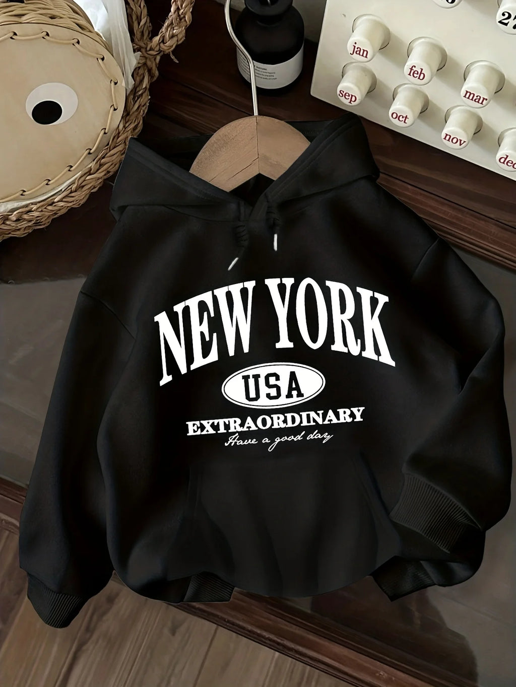 Casual Stylish Women'S Hoodie with Letter Print Long Sleeve Pullover with Kangaroo Pockets Comfortable Stylish Minimalist Design