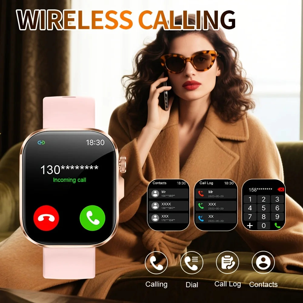 2026 New Smartwatch, Unisex | Valentine's Day Gift - Wireless Calling/Texting/Multiple Sports Modes/Remote Camera Control/Fitness Tracker, Compatible with iPhone and Android, USB Charging, Silicone Strap, Smart Connectivity,