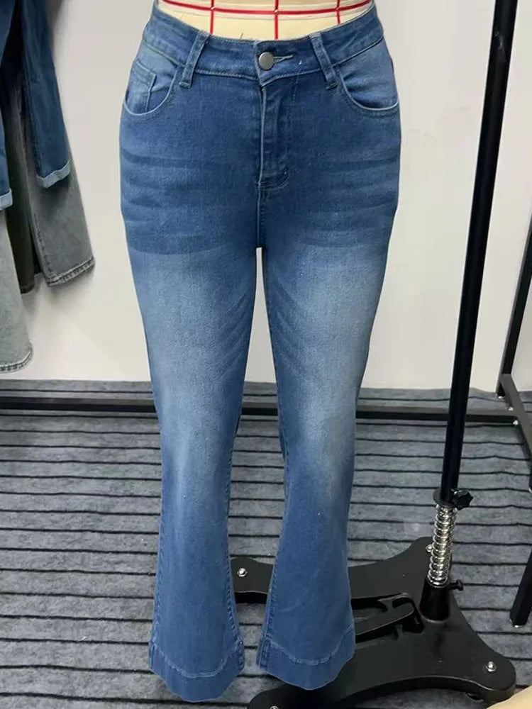 Denim Pants Women Solid Spliced Jeans Slim Fit Streetwear Pockets Floor Length Trousers Distressed Skinny Lady Elegant Autumn