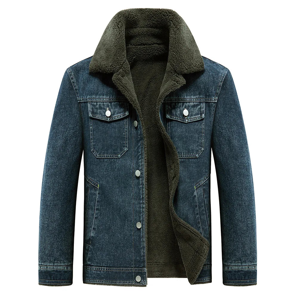 New Fashion Men Black Denim Jackets Fleece Warm Jeans Coats Quality Male Cotton Casual Winter Coats Outwear Winter Clothes 5XL