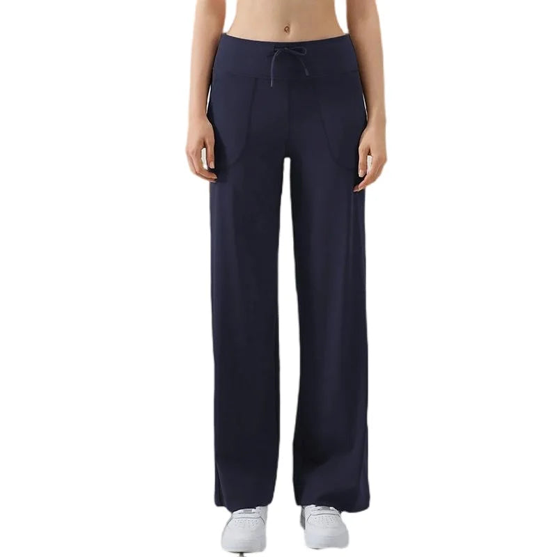 Women's High-Waisted Drawstring Wide-Leg Sports Pants Loose Fit Running Trousers & Slimming Yoga Fitness Pants