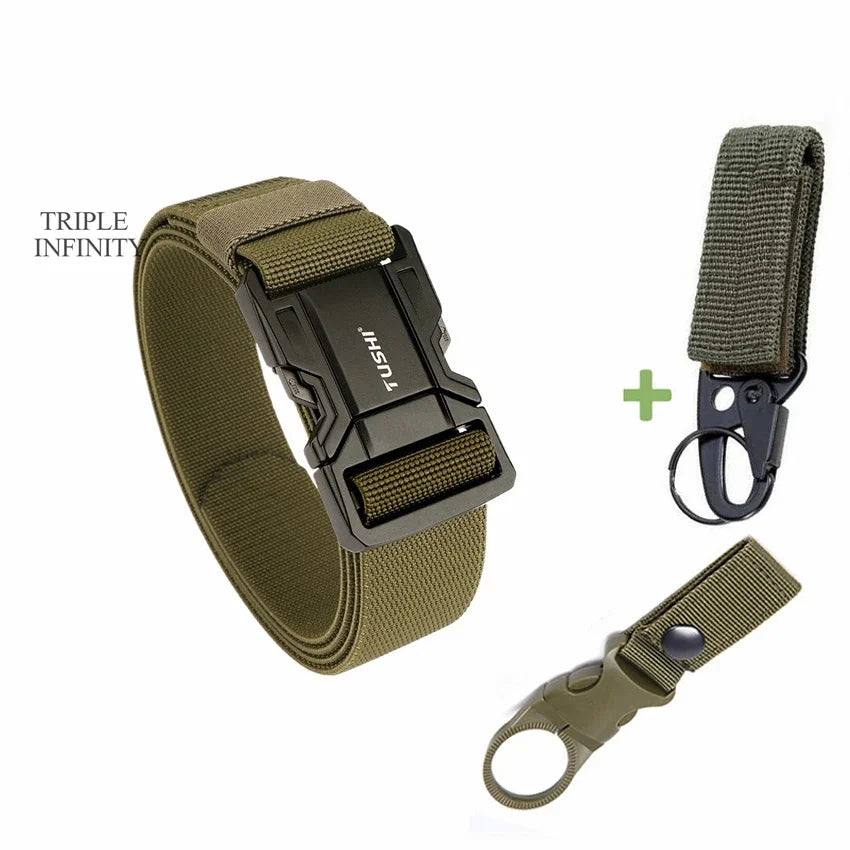 Quick Release Military Tactical Belts With Metal Buckle Durable Elastic Waist Belt Men Outdoor Training Stretch Strap For Pants