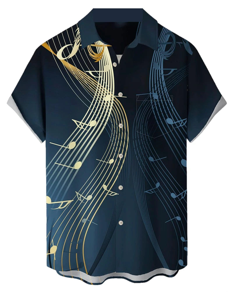 Music Men's Shirt 3d Print Casual Fashion Short Sleeved Shirt For Men Loose Summer Hawaiian Shirt Man Casual Men's Clothing New