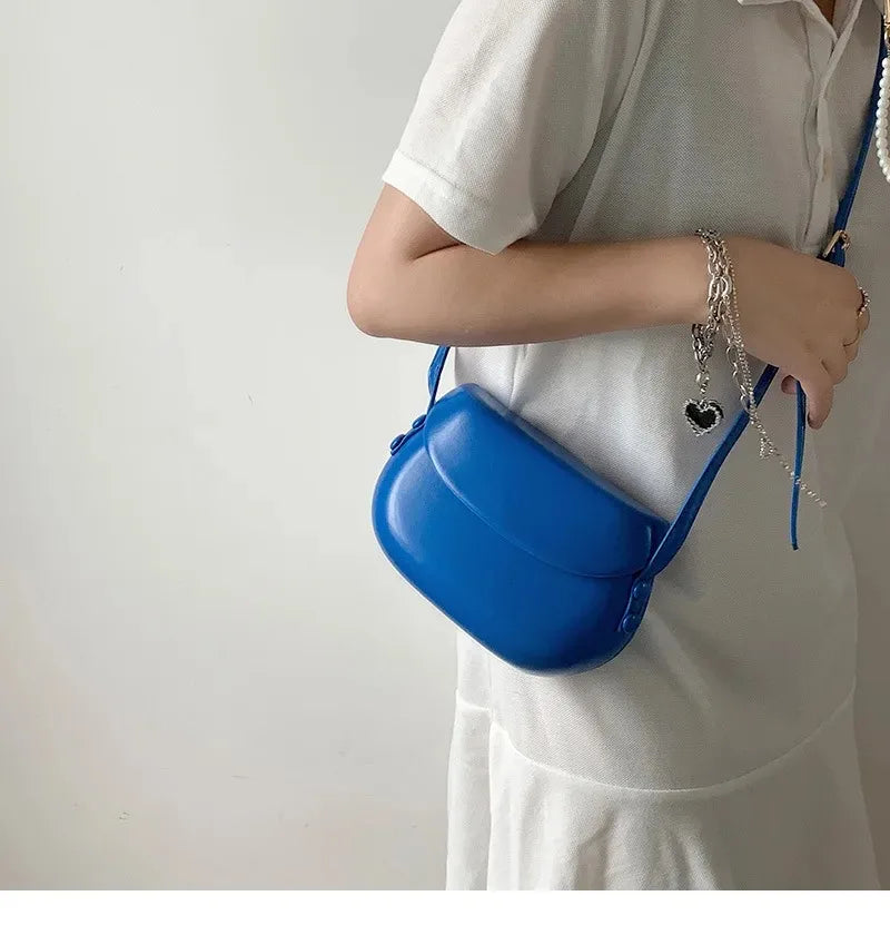 Candy Color Women's Saddle Shoulder Bag Casual Portable Female Small Clutch Handbags Sweet Fashion Ladies Purse Crossbody Bags